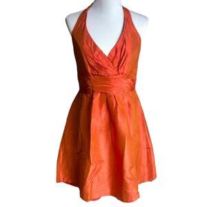Alfred Angelo orange silk shantung halter dress sz**see measurements**